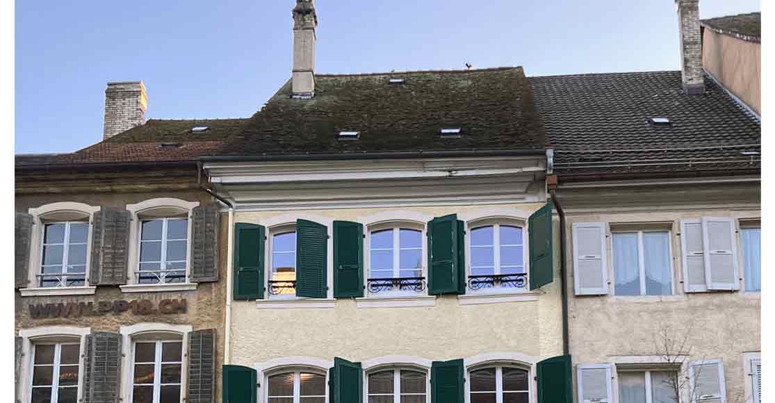 Foto: Fassadenteil Haus in Porrentruy